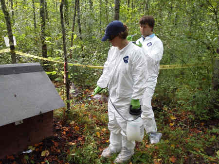 Dr. Karen Vail and Brad Hinds Apply Insecticide