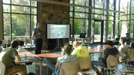 Mr. Mike Sherrill instructs the FRREC Master Logger program participants on forestry Best Management Practices and Water Quality.