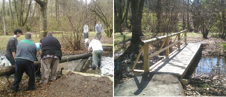 Troop 40 replacing Marsh Area pole bridge with new structure