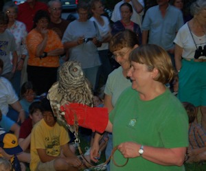 Kathy Strunk, Clinch River Raptors Center Member, with Owl